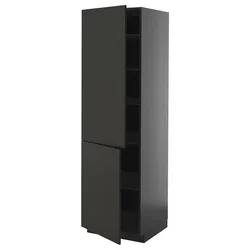 METOD Visoki element s policama/2 vrata, Crnosiva/Nickebo boja antracita, mat, 60x60x200 cm