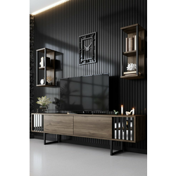HANAH HOME Chrome Line Walnut Black