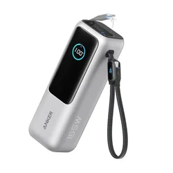 ANKER 25000mAh, 165W, sa ugradjenim USB-C kablom na izvlačenje, Power Bank za laptop srebrni