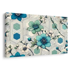 Slika elegantne rože na geometričnem ozadju - 90x60