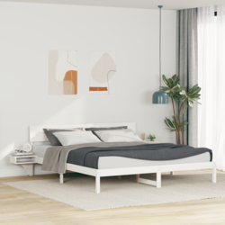 vidaXL Konstrukcija postelje Bela 200 x 200 cm Trdna borovina