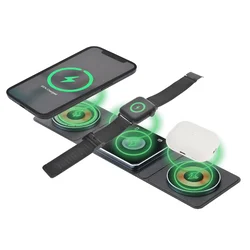 Dviced 3-u-1 preklopni magnetni bežični bakarni punjač - Black