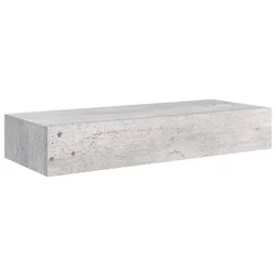 Zidna polica s ladicom siva boja betona 60 x 23,5 x 10 cm MDF