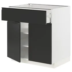 METOD / MAXIMERA Podni element s fiokom/2 vrata, bela/Upplöv boja antracita, mat, 80x60 cm