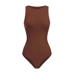 cfab Oblikovanje postave Crew Neck Bodysuit String rjava