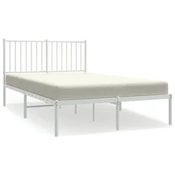 Vidaxl Kovinski posteljni okvir z vzglavjem bel 120x200 cm