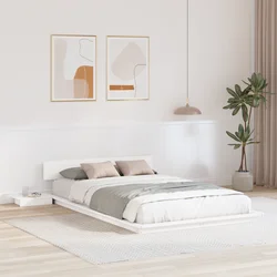 vidaXL posteljni okvir s nočnima omaricama bela 140x190cm trdi les