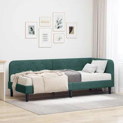 Kutni okvir kreveta Tamnozelena 80 x 200 cm Baršun