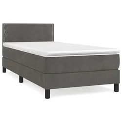 Vidaxl Box spring postelja z vzmetnico temno siva 100x200 cm žamet