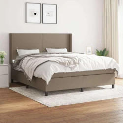 Vidaxl Box spring postelja z vzmetnico taupe 160x200 cm blago