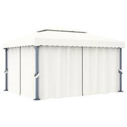 Sjenica sa zastorom 4 x 3 m krem bijela aluminijska