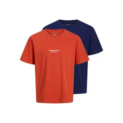 JACK & JONES Majica JORVESTERBRO nočno modra/rdeča/bela