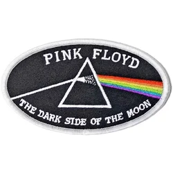 Pink Floyd Dark Side Of The Moon Oval White Border Iron-On Patch White