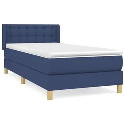 Vidaxl Box spring postelja z vzmetnico moder 90x190 cm blago