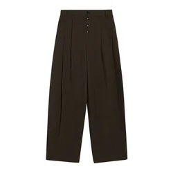 Bershka Hlače z naborki rjava / temno rjava