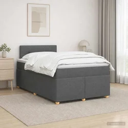 vidaXL Postelja boxspring z vzmetnico Temno siva 120 x 200 cm Blago