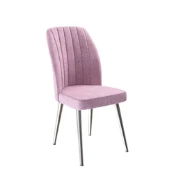 Hanah Home set trpezarijskih stolica Platinum 6 kom, roze tkanina Jerry, hromirane metalne noge