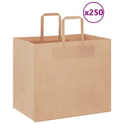 Papirnate vrećice 250 kom s ručkama smeđe 32x22x28 cm