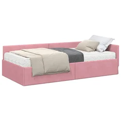 Kutni krevetni okvir s madracem Ostalo 2 pcs Siva Baršun