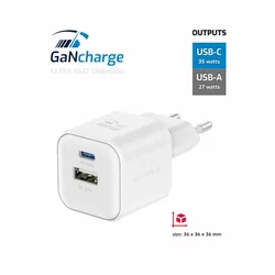 SWISSTEN NETWORK ADAPTER GaN 1x USB-C 35W PD 1x USB-A 27W QC BELA