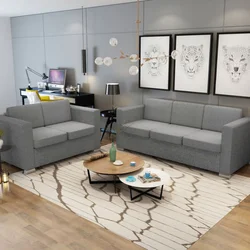 2-dijelni set sofa od tkanine svjetlosivi