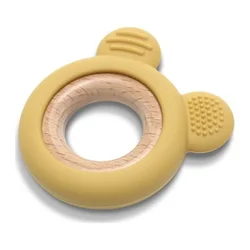 Lorelli silikonsko drvena glodalica za bebe bear - natural yellow ( 10210910001 )