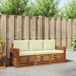 Setovi sofa 3 pcs Prirodna i krem Čvrsto drvo akacije