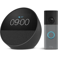 Amazon Amazon Echo Spot (črn) + Ring Akumulatorska video domofon (zadnja gen.)