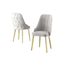 Hanah Home set trpezarijskih stolica Krax 6 kom, siva tkanina Babyface, zlatne metalne noge