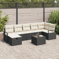 Set sofe s jastukom s pohranom 8 pcs Crna i Krema poliratan