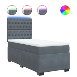Vidaxl Box spring postelja z vzmetnico temno siva 100x200 cm žamet