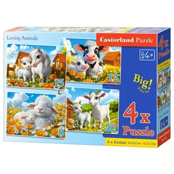 Castorland Sestavljanka 4v1 B-041060 Ljubeče živali