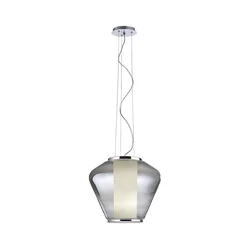 Redo 01-1139 - Luster na sajli FUSION 1xE27/42W/230V, prečnik 30 cm, sjajni hrom / zadimljeno staklo