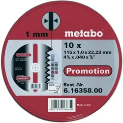 Set 10 reznih ploča O115x1mm metal/inox Metabo