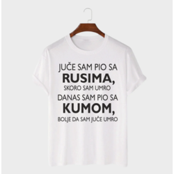MAFIMI Muška majica Juče sam pio sa Rusima, Bela