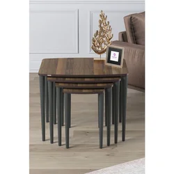 Hanah Home set od 4 umetnutih stočića Telwe, orah / antracit