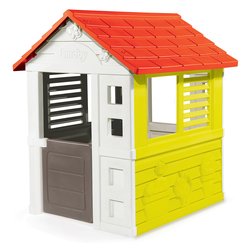 Kućica Lovely Smoby crveno-zelena s 3 prozora i 2 žaluzine s UV filtrom od 2 godine
