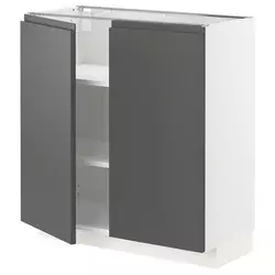 METOD Podni element s policama/2 vrata, bela/Voxtorp tamnosiva, 80x37 cm