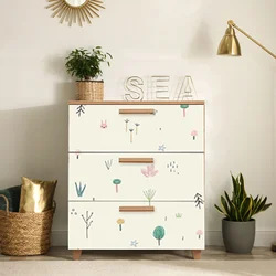 Hanah Home Komoda Leva Gravis Jungle 80x95x43cm Bež-Bela