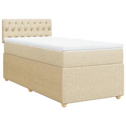 Vidaxl Box spring postelja z vzmetnico krem 90x190 cm blago