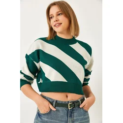Bianco Lucci Womens Oversize Patterned Knitwear Sweater