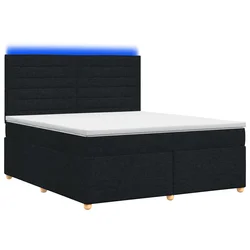 vidaXL Postelja boxspring z vzmetnico Črna 140 x 200 cm Blago