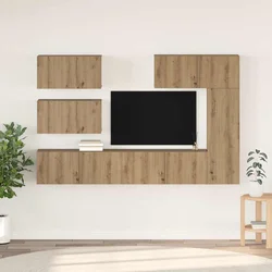Set TV komoda Zidne 6 pcs Umjetnički hrast Konstruirano drvo