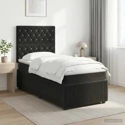 vidaXL Postelja boxspring z vzmetnico Črna 100 x 200 cm Žamet