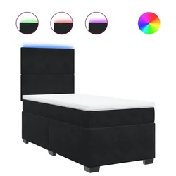 Vidaxl Box spring postelja z vzmetnico črn 90x190 cm žamet