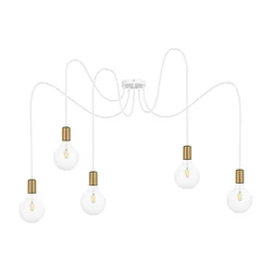 Luster na sajli MIROS 5xE27/60W/230V pauk bela/zlatna