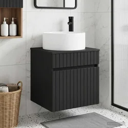 Umivaonik s policom za zid Crna 49 x 44,5 x 65,5 cm