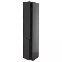 METOD Visoki element s policama/2 vrata, Crnosiva/Nickebo boja antracita, mat, 40x60x220 cm