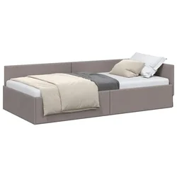 Vidaxl Kotna postelja z vzglavjem Taupe 90 cm x 190 cm blago