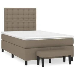 Vidaxl Box spring postelja z vzmetnico taupe 120x200 cm blago